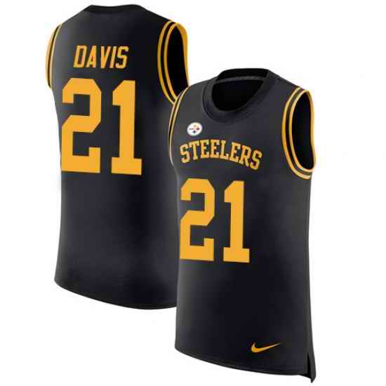 Nike Steelers #21 Sean Davis Black Team Color Mens Stitched NFL Limited Rush Tank Top Jersey
